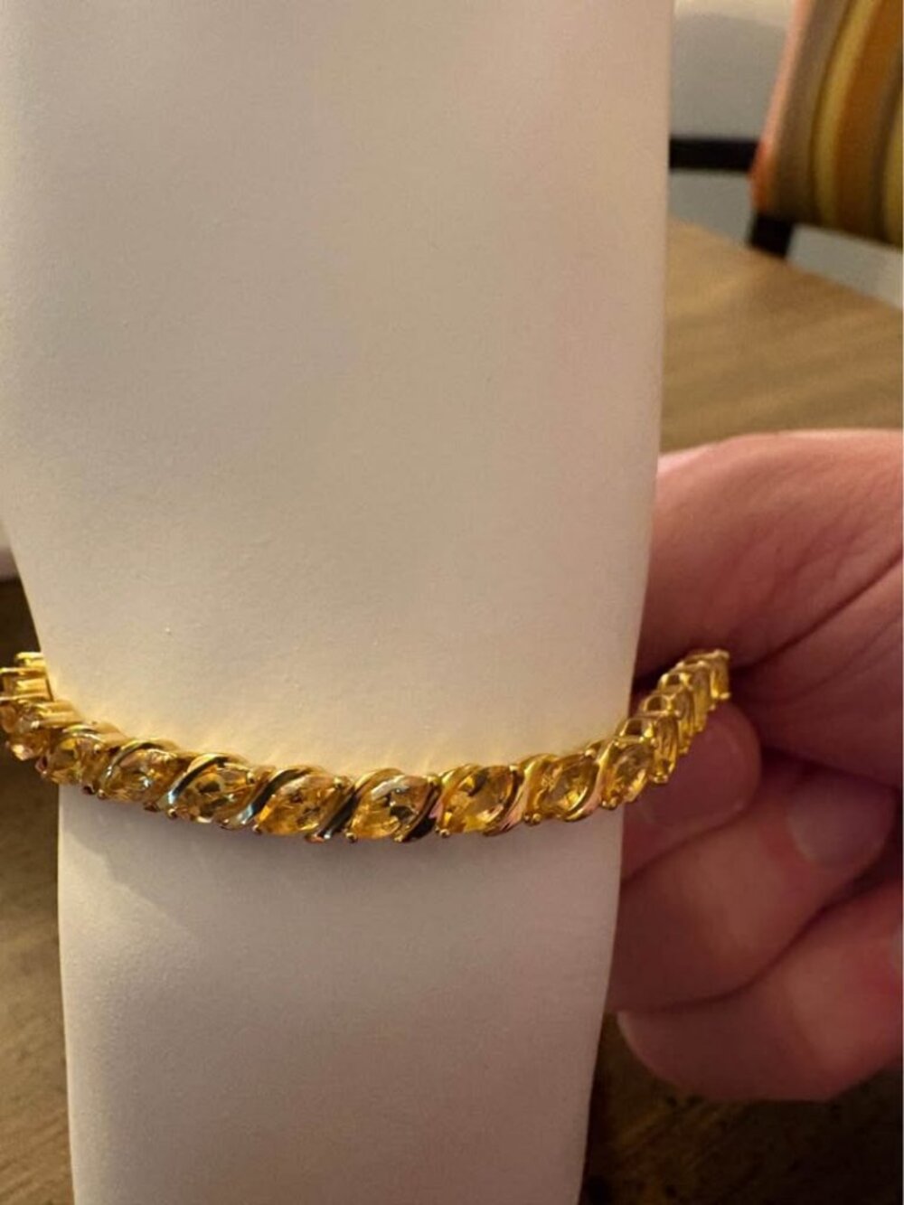 Sterling Silver Citrine Tennis Bracelet Size 7.5